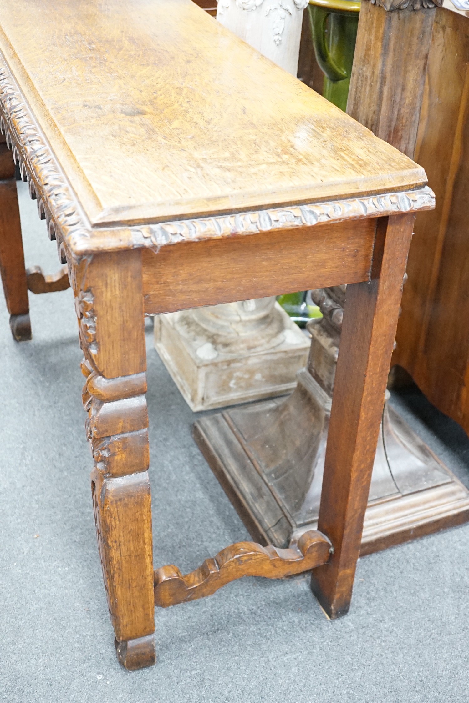 A late Victorian carved oak pool table, width 104cm *Please note the sale commences at 9am.